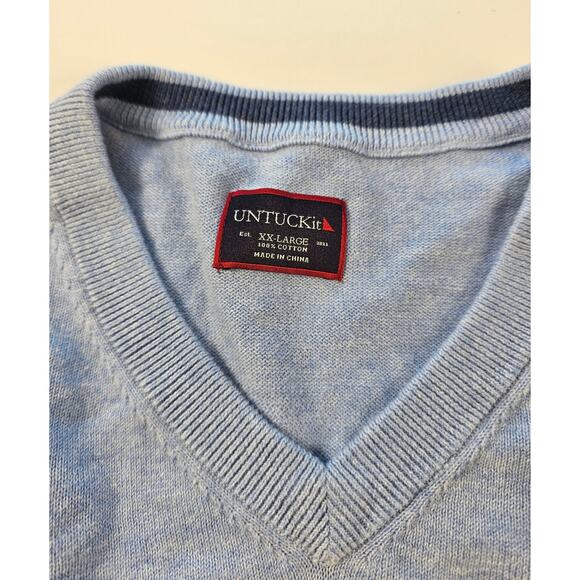 Untuckit size XX Large 2XL mens blue v neck sweater pullover cotton winter warm - Picture 4 of 7